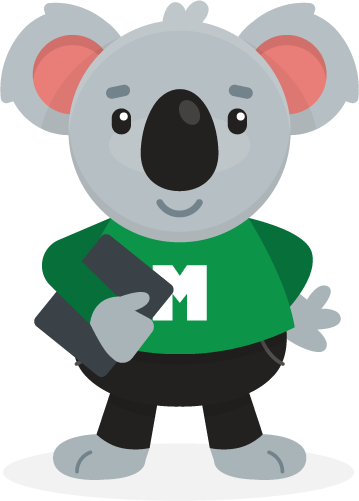 MIG mascot holding tablet